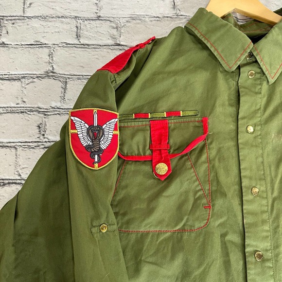 COOGI Vintage Green Cotton Mens Size XXL Casual Western Utility Dress Shirt - Picture 2 of 12